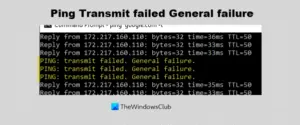 ping 0.0.0.0 transmit failure