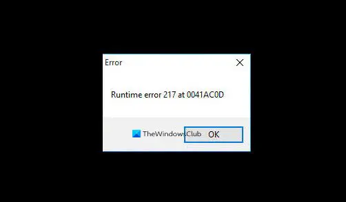 Runtime Error 217