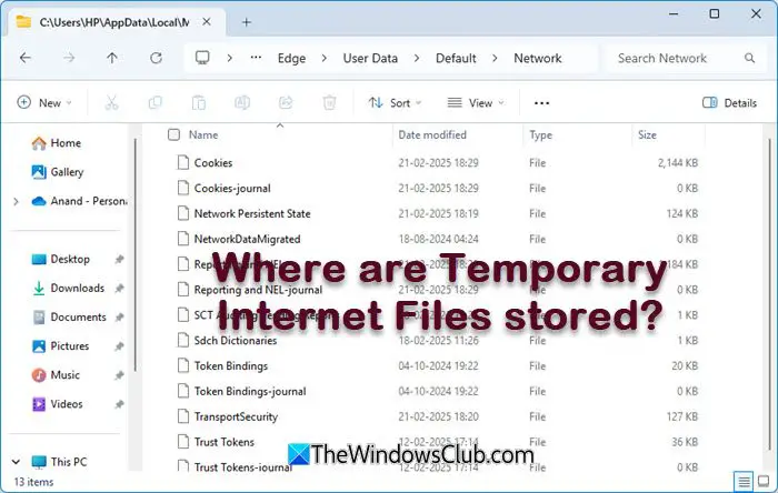 Where are Temporary Internet Files stored