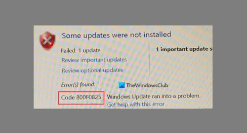 Fix Windows Update Error 0x800F0825