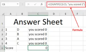 create simple math quiz with excel