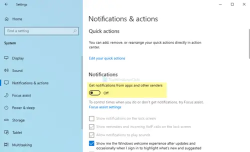 How to disable Notifications from apps and others in Windows 11/10