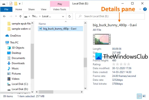 show Details pane File Explorer