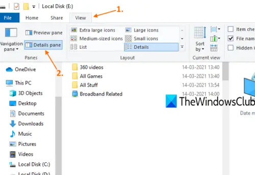 windows 10 file details pane
