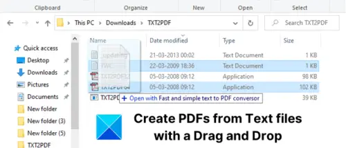 Convert Text to PDF with Drag and Drop on Windows PC