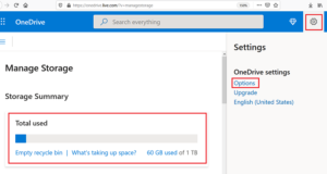 how to check space on onedrive