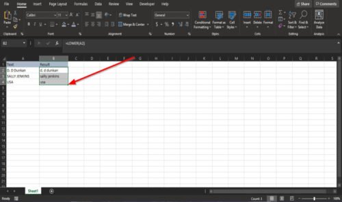 How to use the Lower and Upper function in Excel