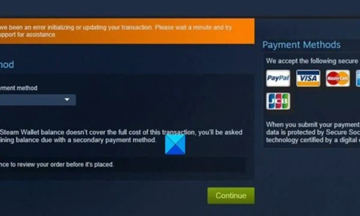 Fix Steam Error Initializing Or Updating Transaction