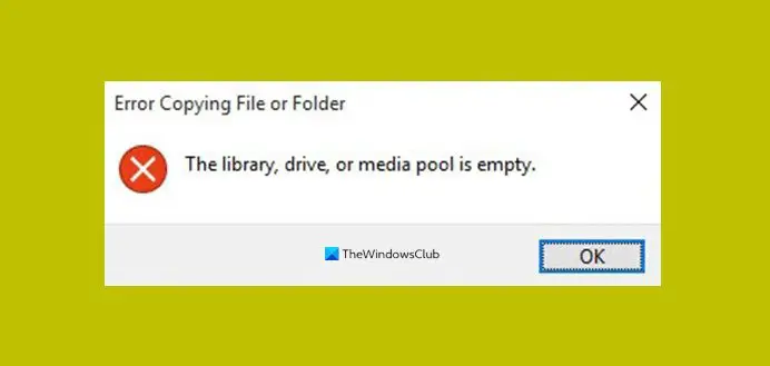 The library, drive or media pool is empty