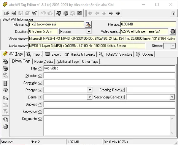 EZ Meta Tag Editor 3.3.1.1 for windows download