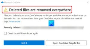 Turn Off OneDrive Deleted files are removed everywhere message