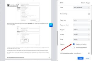 Enable or disable Header and Footer when printing in Chrome