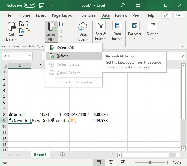 How to use Automatic Data Type feature in Excel