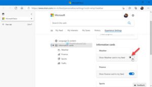 Show or hide Information Cards in Widgets in Windows 11/10