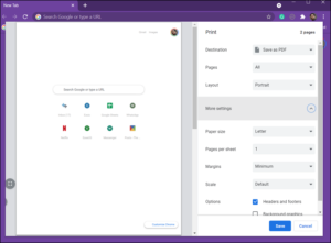 change default print settings in chrome