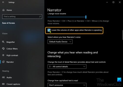 How to configure Narrator settings on Windows 11/10 computer