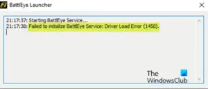 Не удалось инициализировать службу battleye driver load error 1243