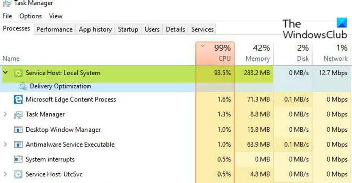 Service Host: Local System high CPU or Disk usage