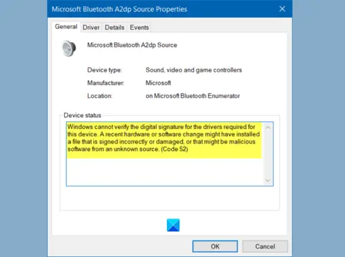 Windows cannot verify the digital signature (Code 52)