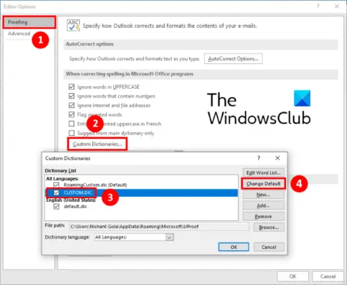 fix-the-custom-dictionary-is-not-available-to-be-updated-in-outlook