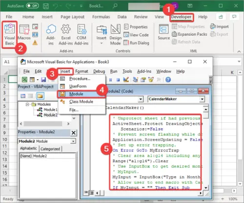 How to create a Calendar in Excel