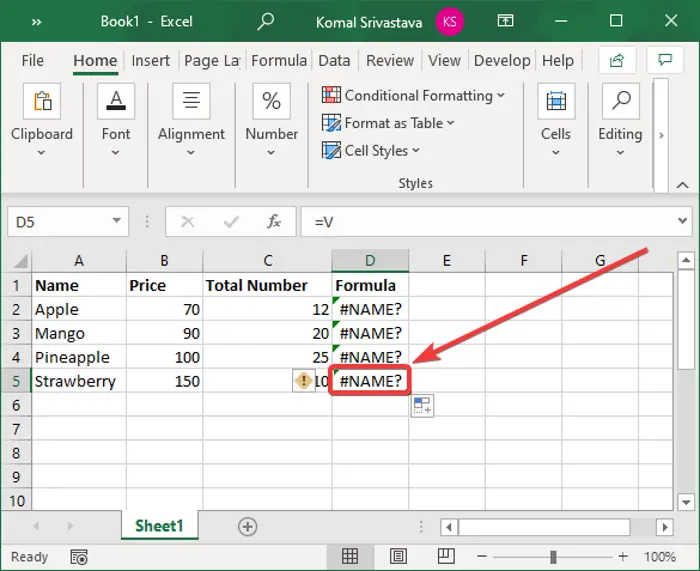 How To Remove Name Error In Excel