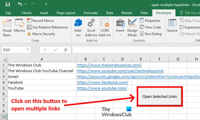 Как открыть сразу несколько ссылок из Excel