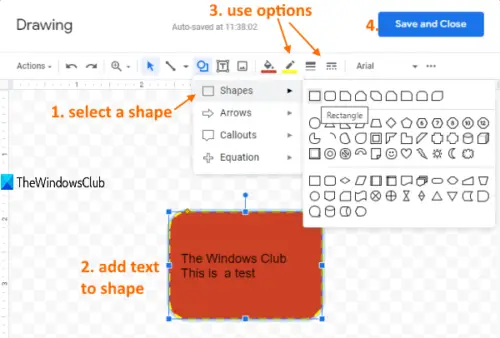 how do you add shapes in google docs