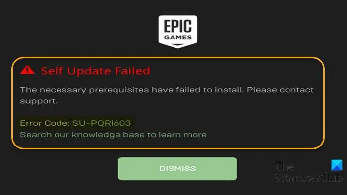 Epic Games error SU-PQR1603 or SU-PQE1223