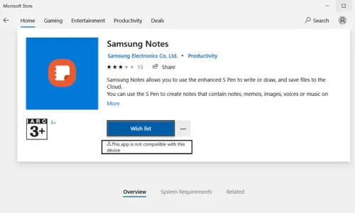 Приложение samsung notes не работает после обновления windows