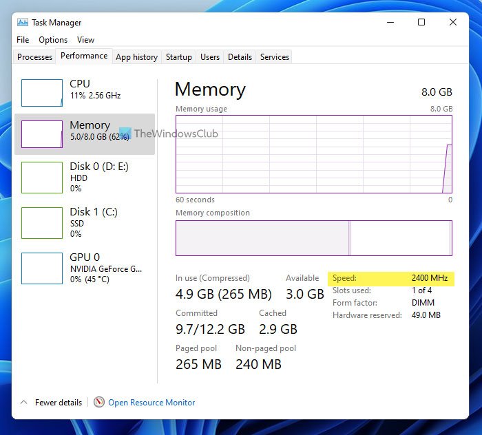 How to RAM speed on Windows 11/10