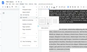 How to make columns in Google Docs