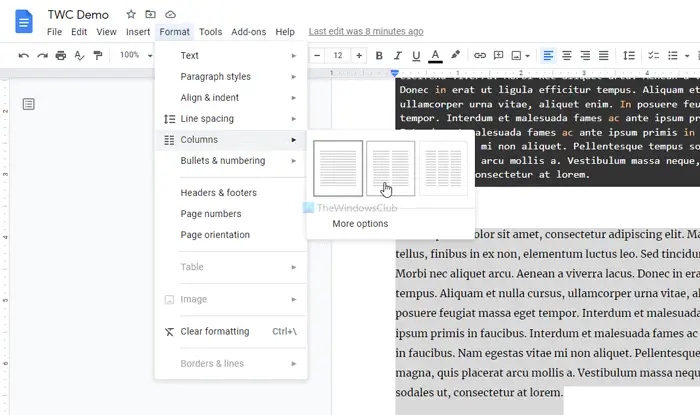 How To Make Columns In Google Docs