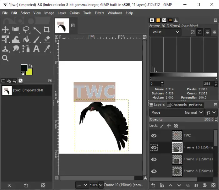 How to Edit Frames of an Animated GIF using GIMP in Windows 11/10