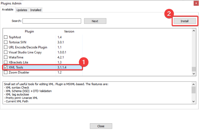 How to validate XML against XSD in Notepad++