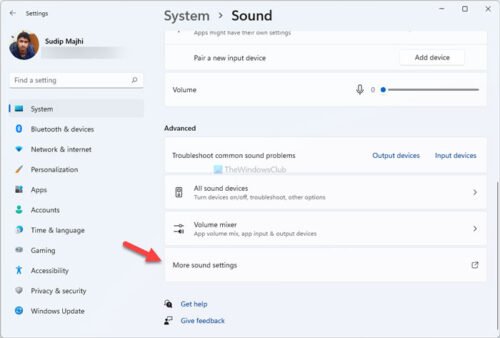 windows 11 sound control panel