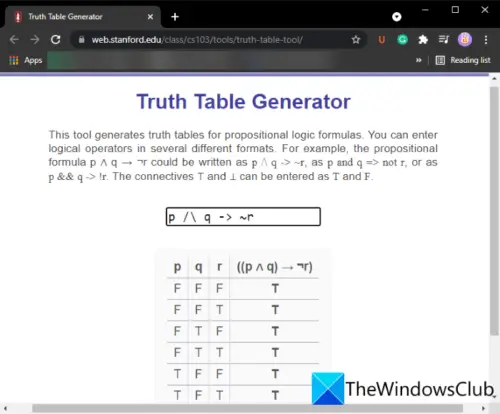 truth table generator
