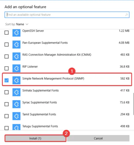 windows 10 snmp service install offline