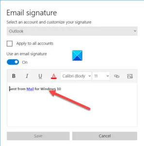 How to change Email Signature in Mail app of Windows 11/10
