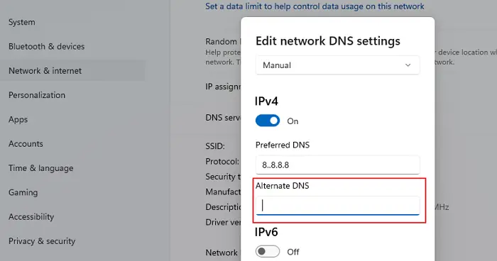 Alternate DNS Settings