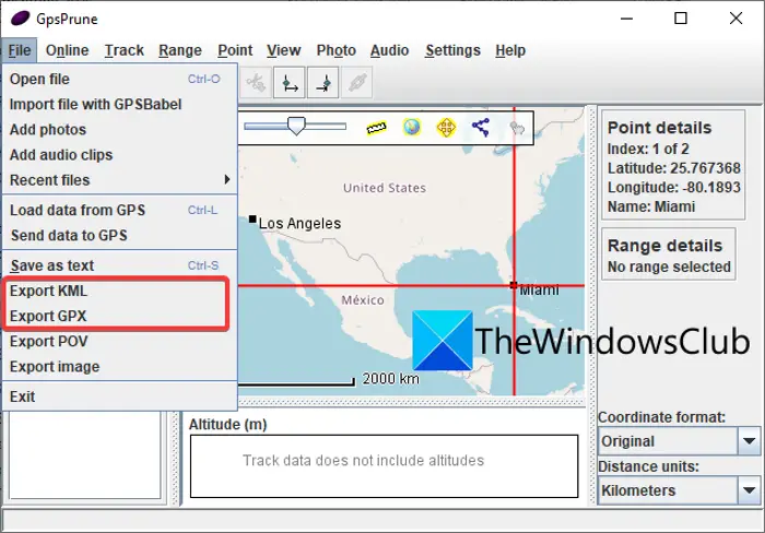 Convert CSV to GPX or KML using free Converter in Windows