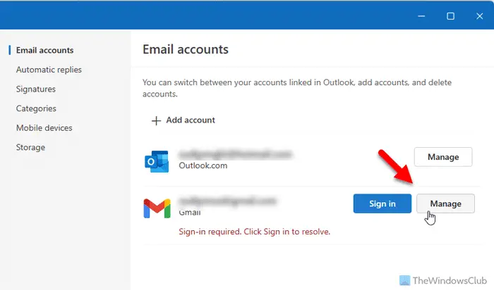 How to sign out of email account in Mail app in Windows 11