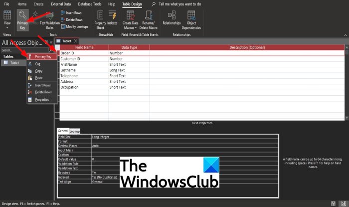 How To Set Primary Key In Access Dolan Advigul