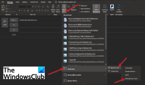 how-to-send-business-card-to-other-outlook-users