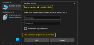 Enter Network Credentials Error On Windows 11/10 [Fix]