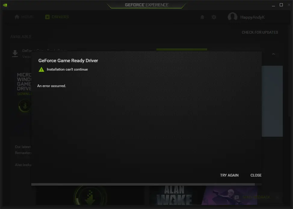 GeForce Driver installation error