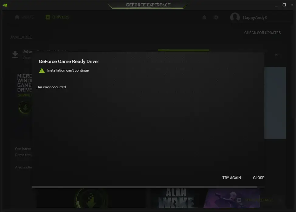 GeForce Driver installation error