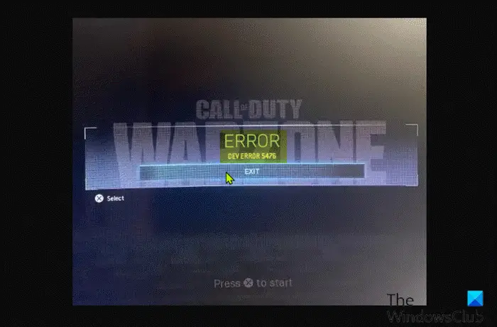 CoD Warzone DEV ERROR 5476