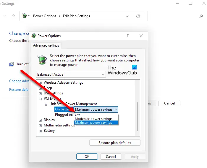 Turn Link State Power Management On or Off in Windows 11