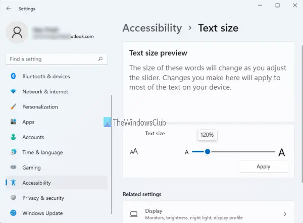 how to make system text smaller in windows 10